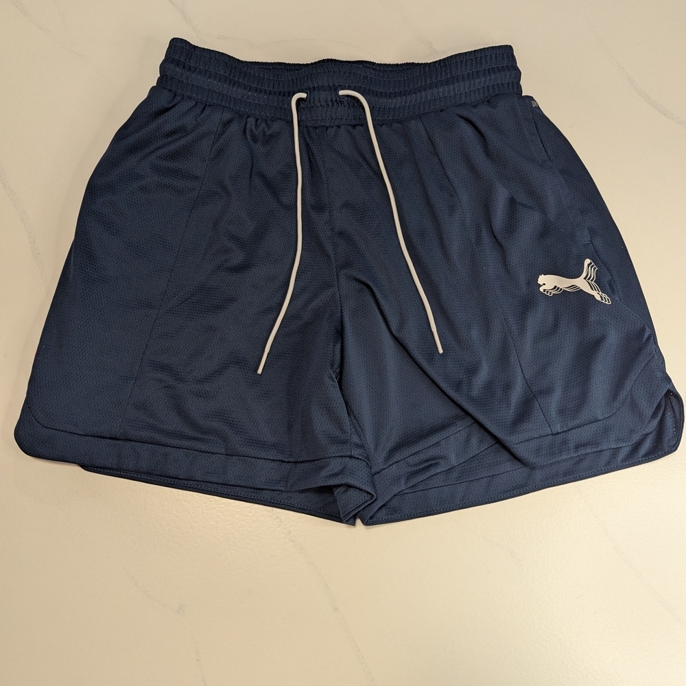 Puma Women’s Small Blue Mesh Athletic Shorts Drawstring Running Gym 539945-06